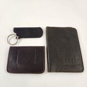 European Leather Wallet Billfold Keychain Lighter Holder Lot NEW
